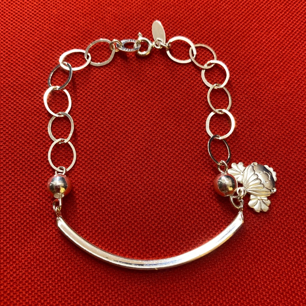 925 sterling silver bracelet with yellow, white and‎ pink zircon and girl charm